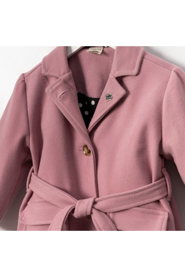 Nomi Şapkalı Kız Çocuk Kaban Pembe - 5 Yaş