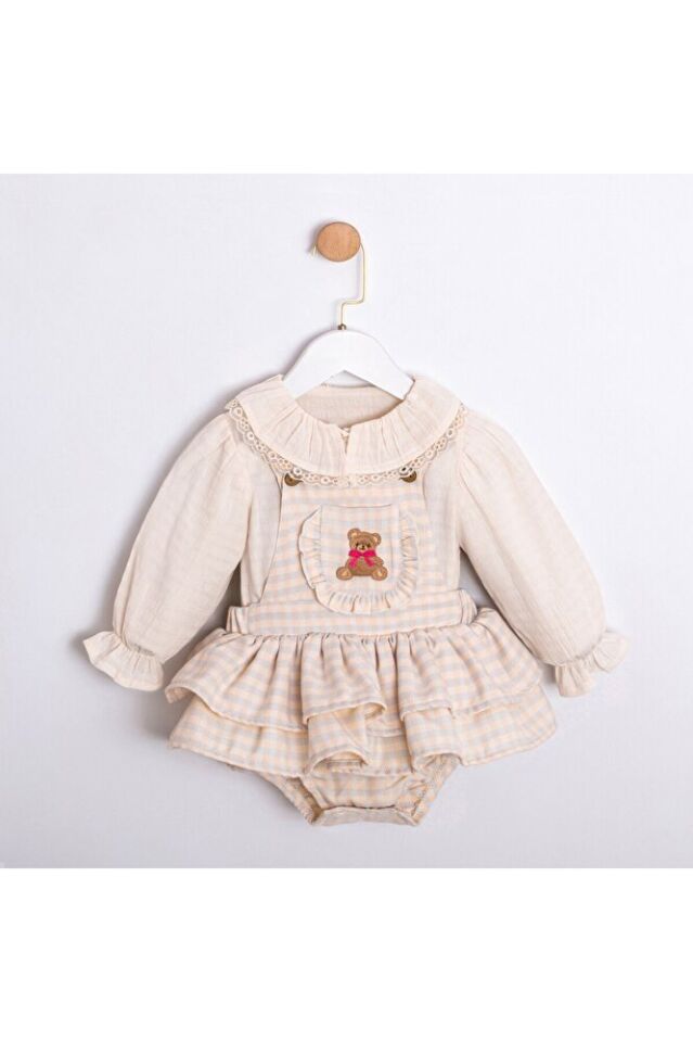 Bear Friend Pötikareli Kız Bebek Blüz-Salopet Takım