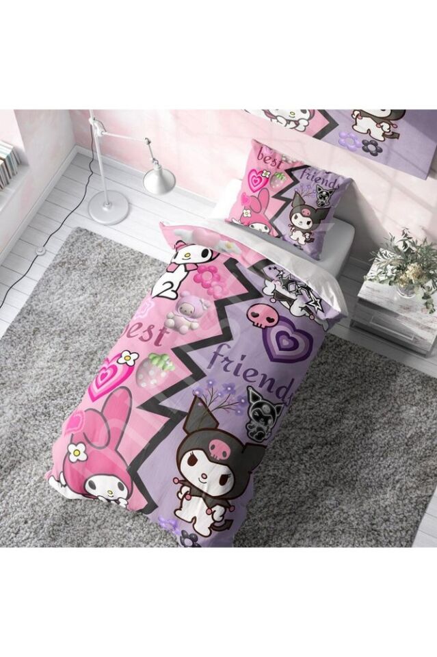 Kuromi Best Friend Yastıklı Nevresim Takımı (Çarşafsız)