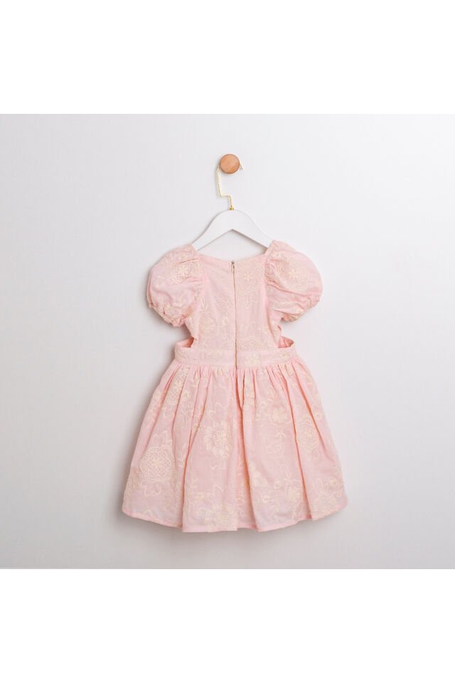 Anabel Su Yeşili Cut Out Detaylı Kız Çocuk Elbise Pembe - 3 Yaş