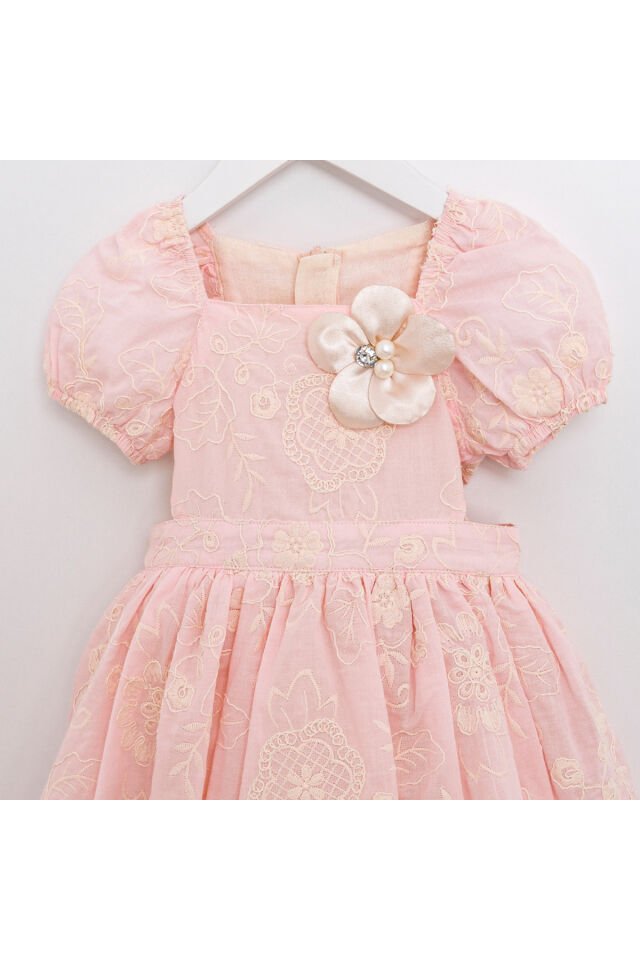 Anabel Su Yeşili Cut Out Detaylı Kız Çocuk Elbise Pembe - 3 Yaş