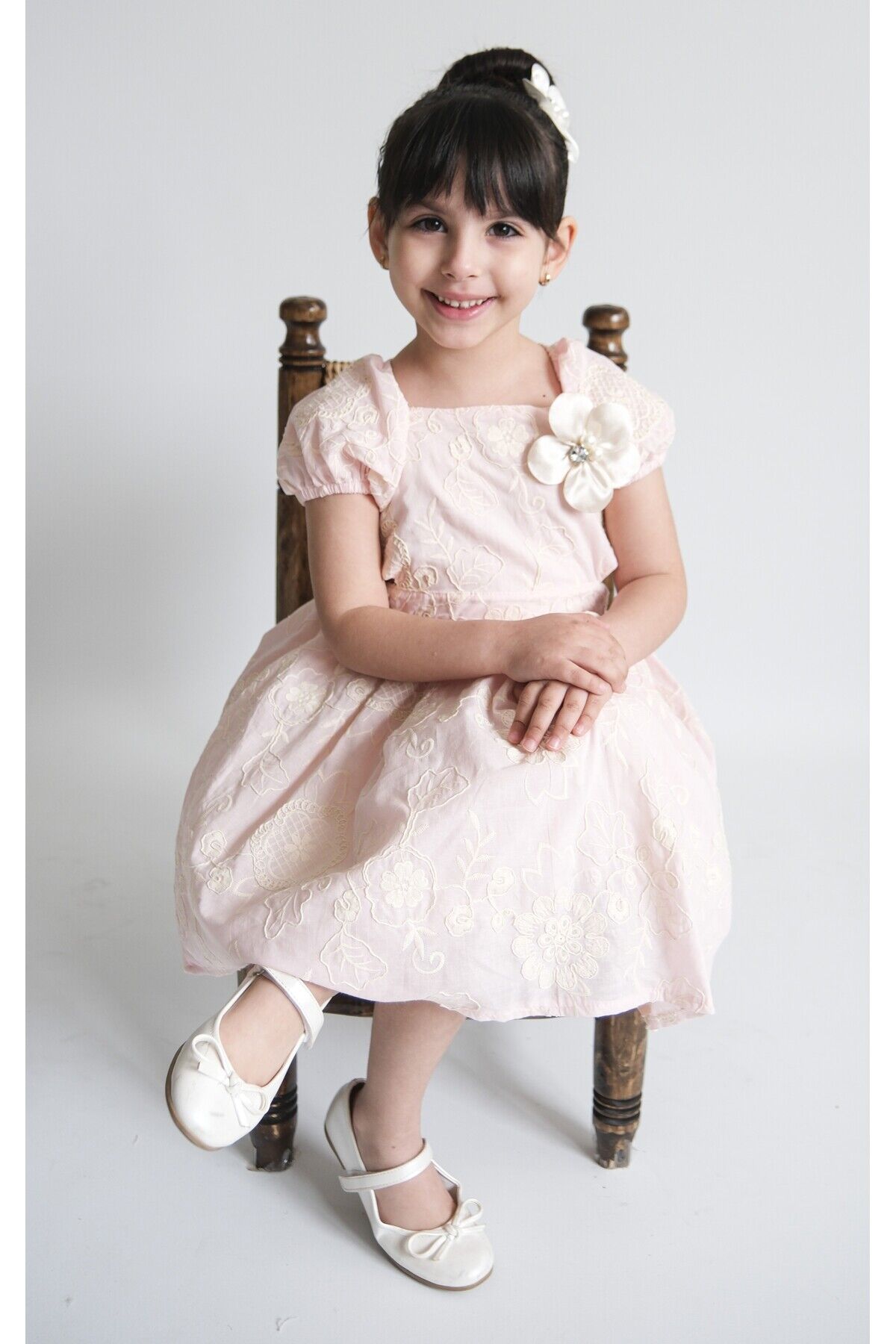 Anabel Su Yeşili Cut Out Detaylı Kız Çocuk Elbise Pembe - 3 Yaş