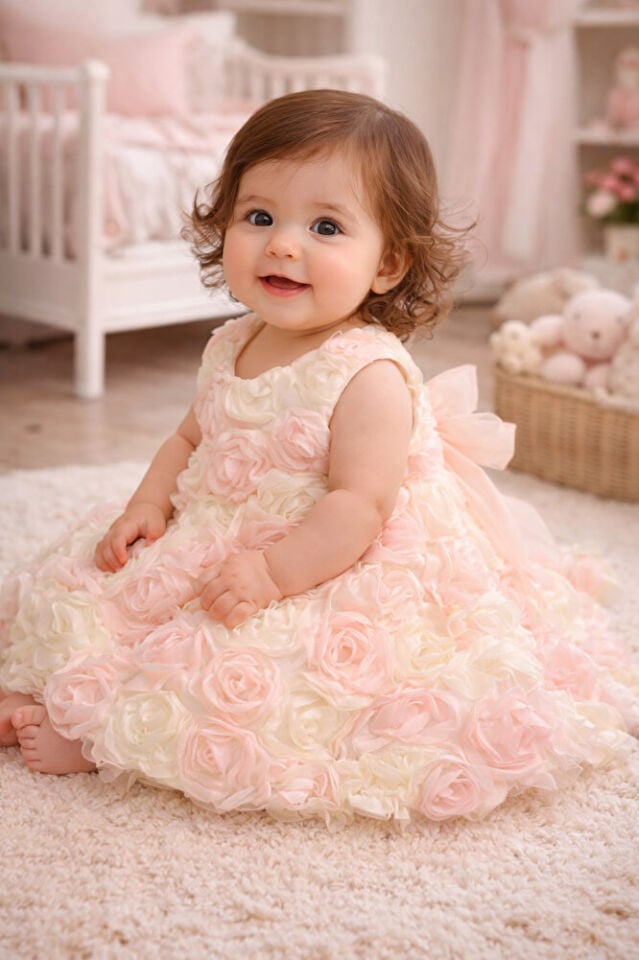 Rose Arkadan Bağlamalı Kız Bebek Takım