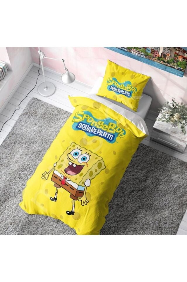 Sünger Bob Suponge Bob Yastıklı Nevresim Takımı (Çarşafsız)