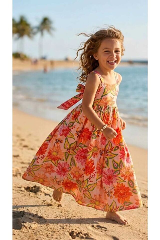 Sun Dream Sırtı Fiyonklu Cut Out Detaylı Kız Çocuk Elbise