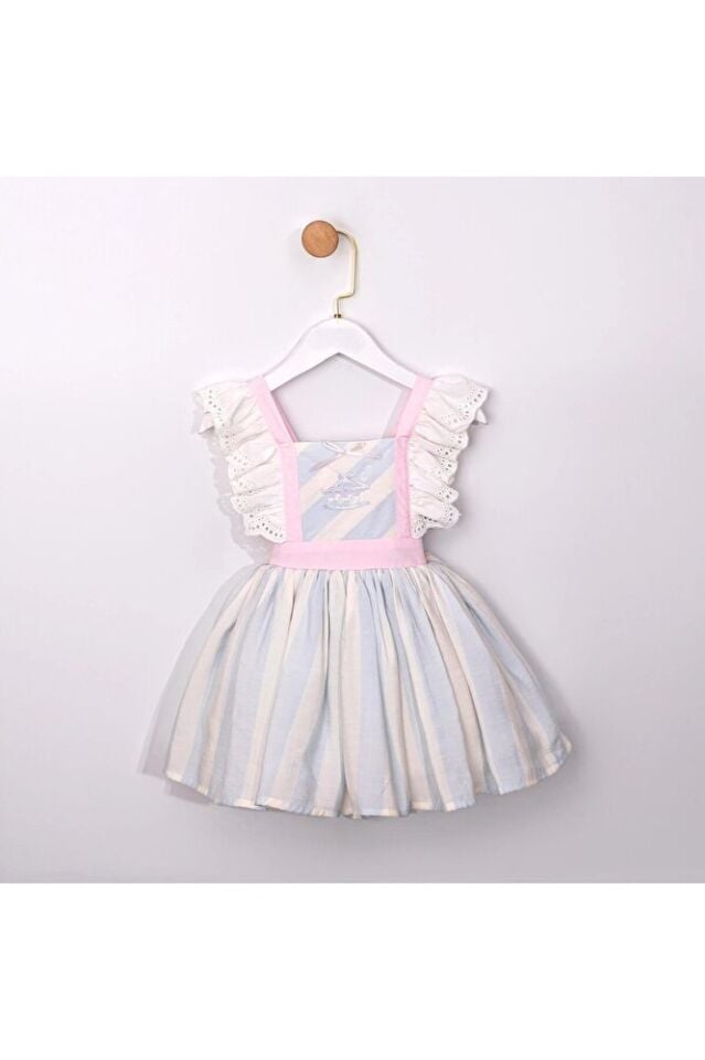 Carousel Fisto Kollu Arkası Fiyonklu Cut Out Detaylı Kız Çocuk Elbise