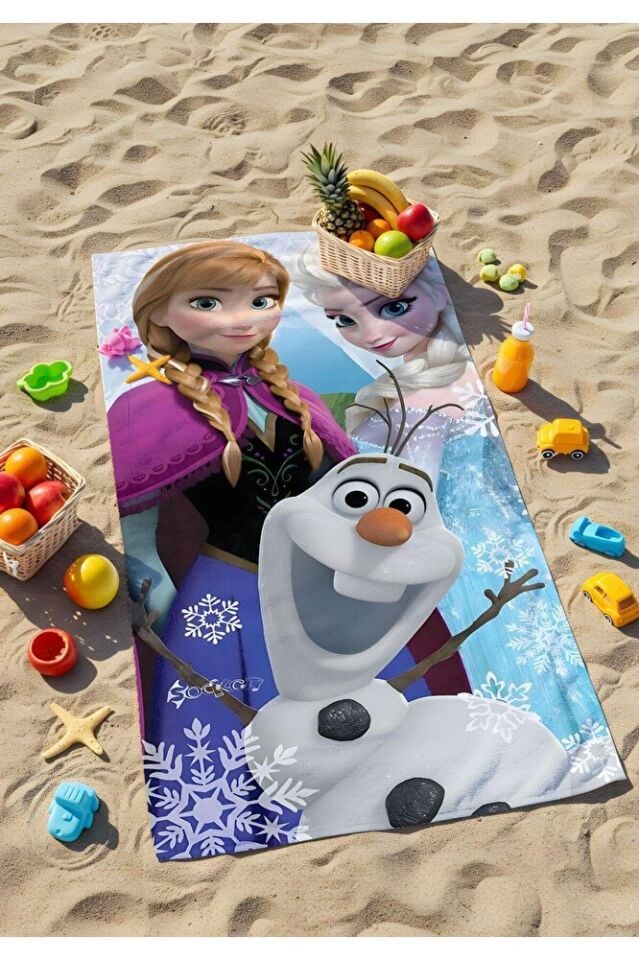 Dijital Baskılı Frozen Elsa- Anna Çocuk Plaj Havlusu