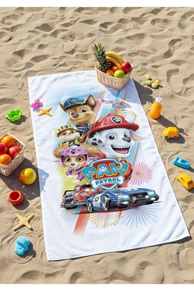 Dijital Baskılı Paw Patrol Çocuk Plaj Havlusu