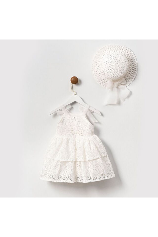 Sweet Candy Dantelli Kız Çocuk Elbise Beyaz - 3 Yaş