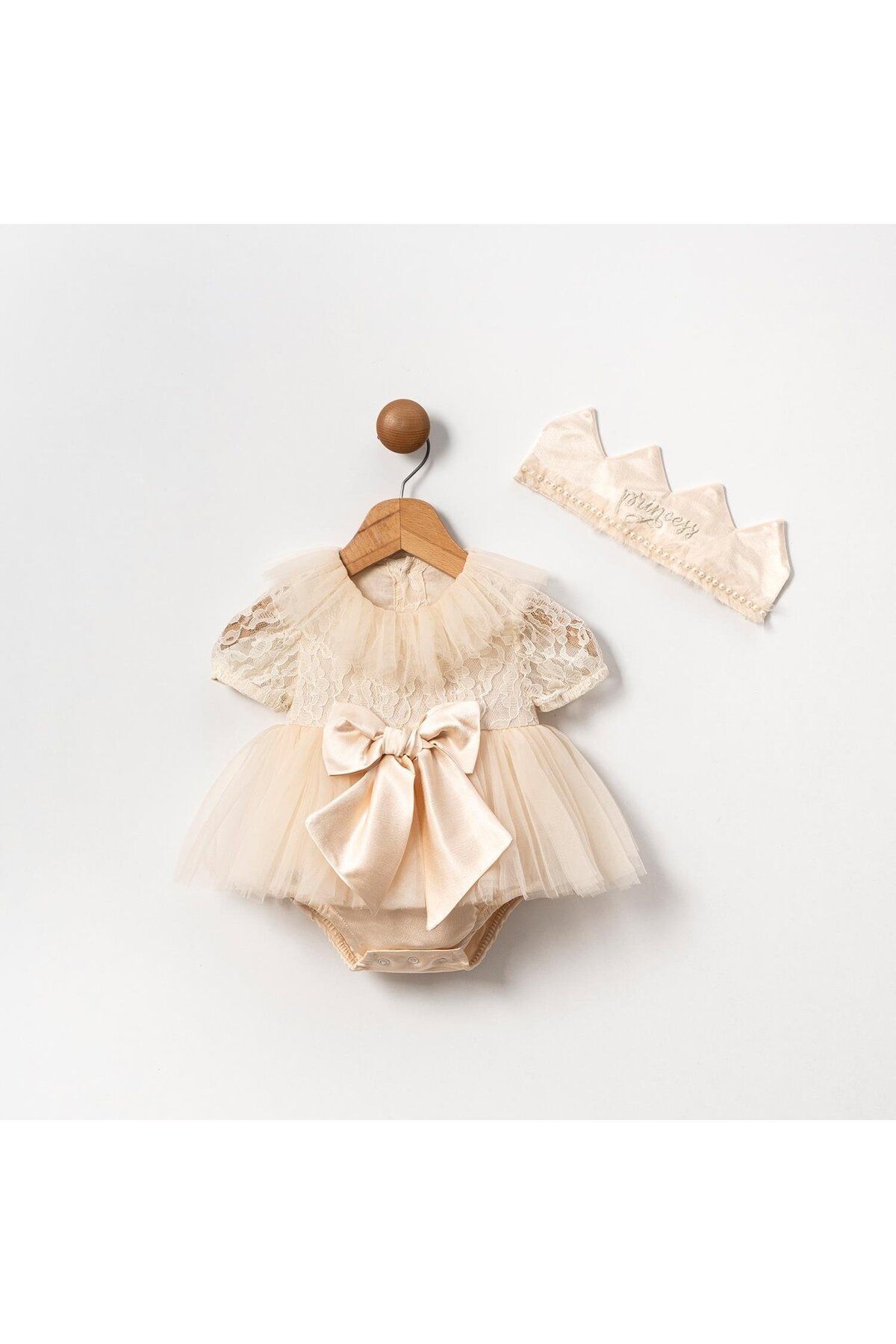 Princess Kız Bebek Romper Bej Bej - 3-6 Ay