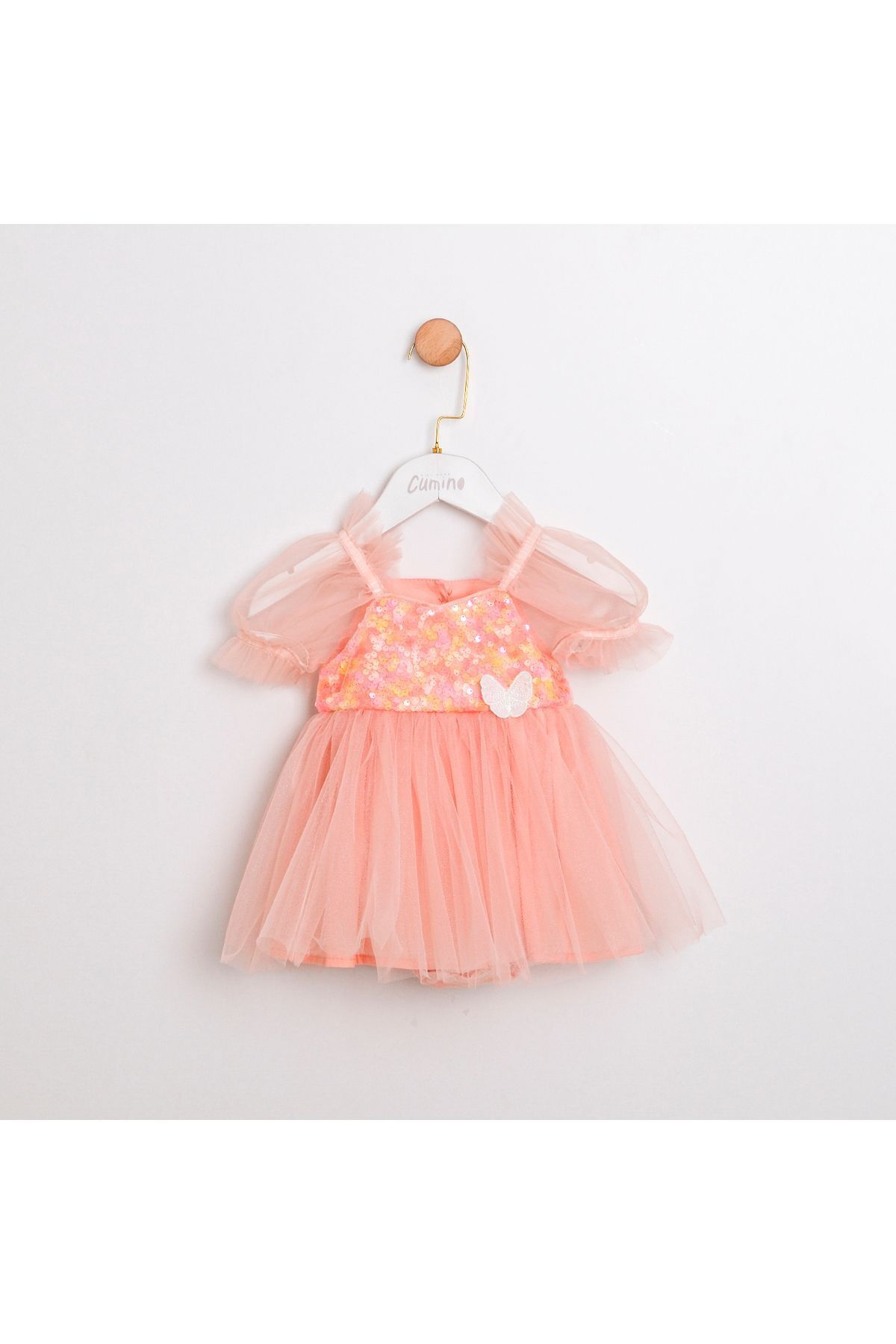 Berry Pul Payetli Kız Bebek Romper Somon - 3-6 Ay