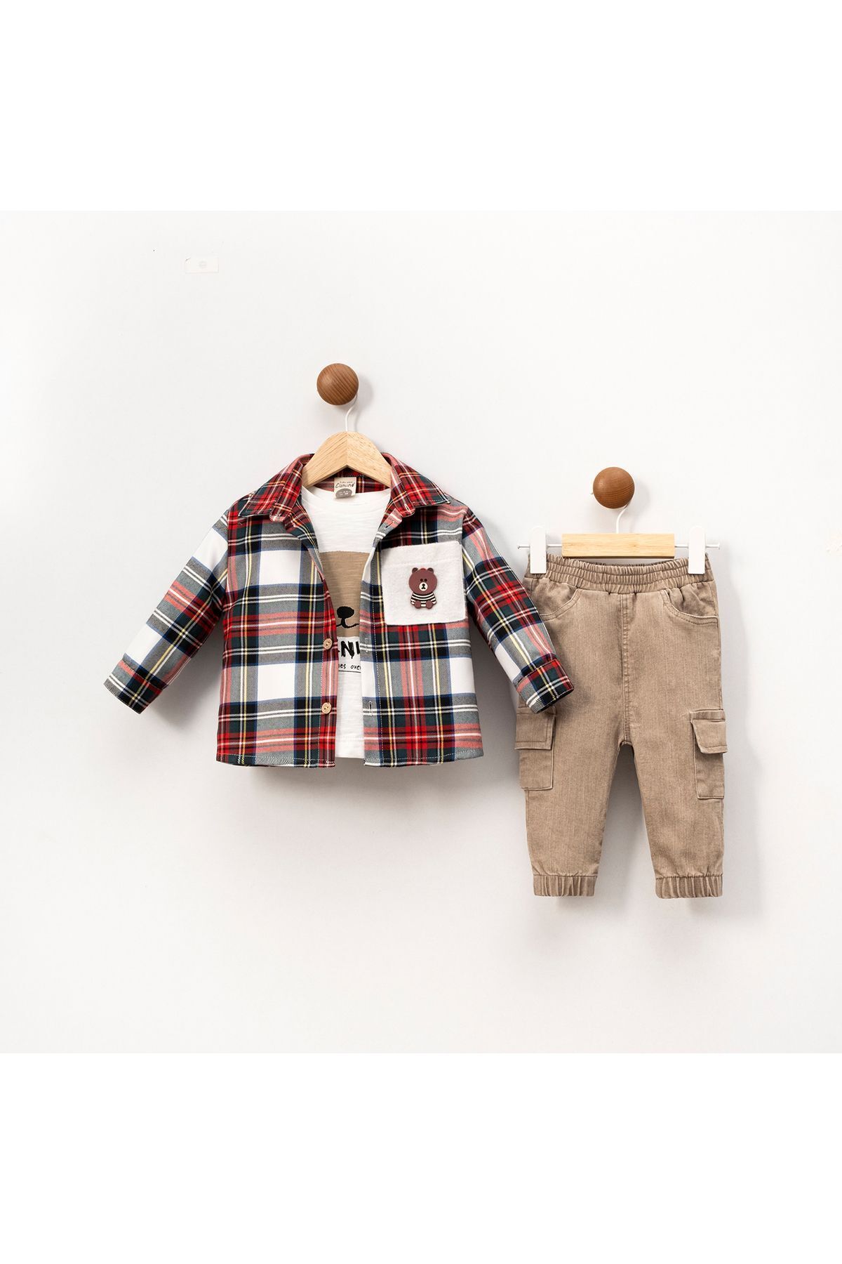 Tedy Erkek Bebek Üçlü Takım Bej - 18-24M