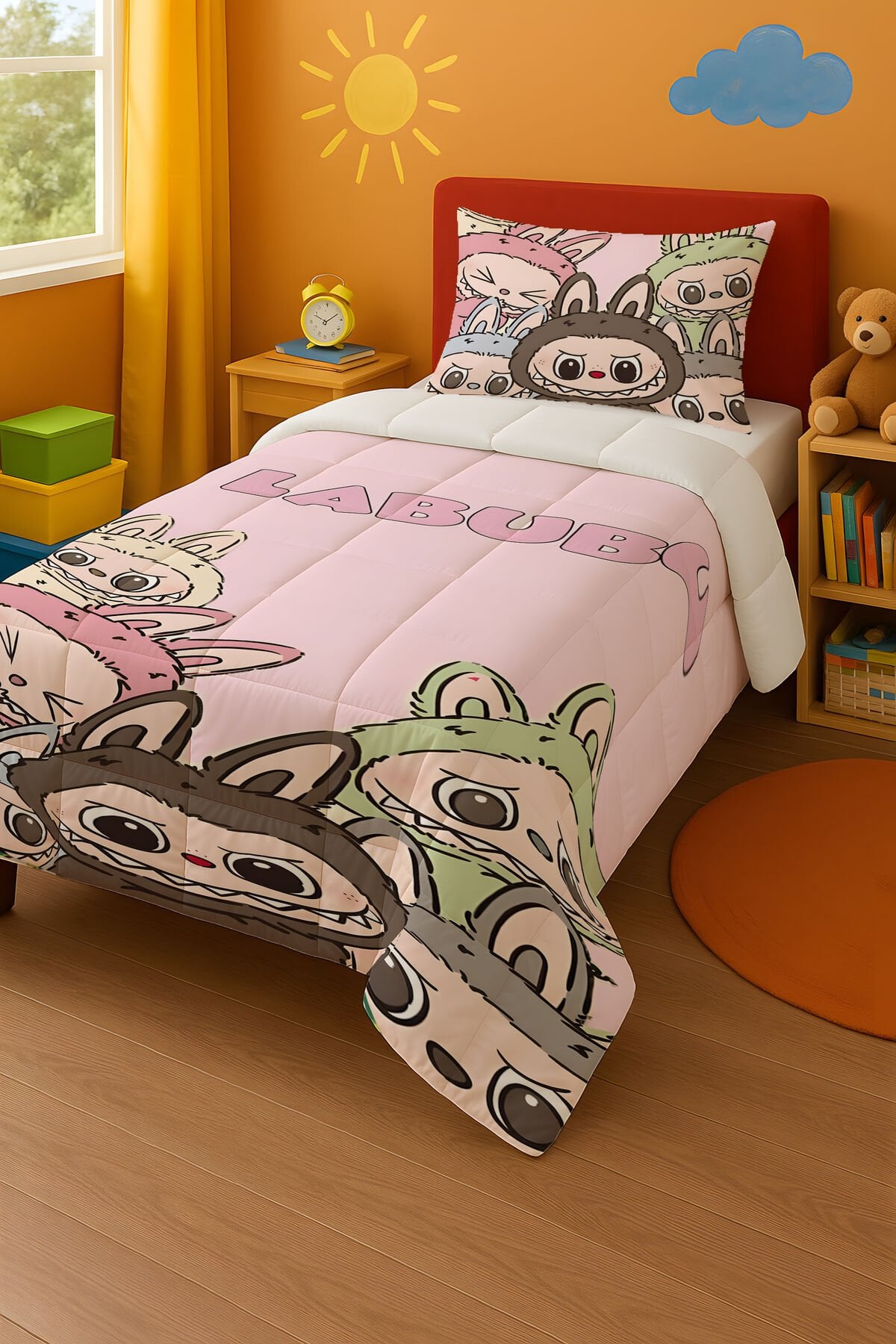 Labubu Tek Kişilik Yorgan ve Yastık Kılıfı 150x220 Labubu2
