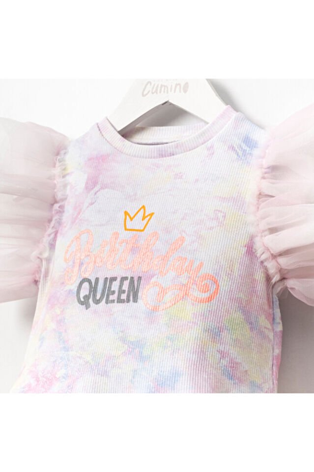 Birthday Queen Konfeti Kız Çocuk İkili Takım 4 Yaş