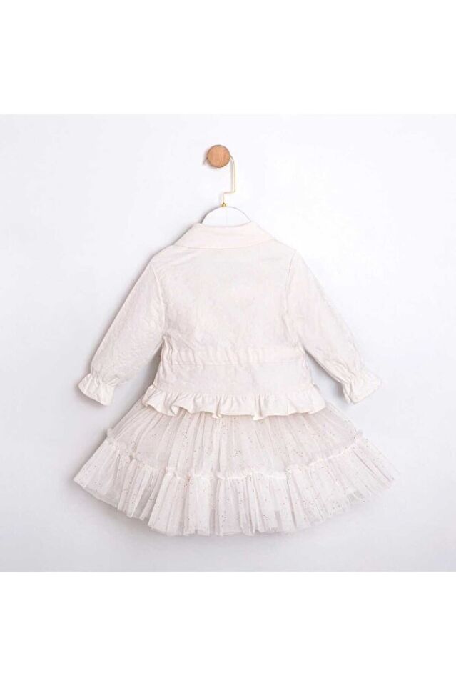 White Fashion Ceket Tütü Etek T-shirt 3'lü Kız Çocuk Takım 4 Yaş