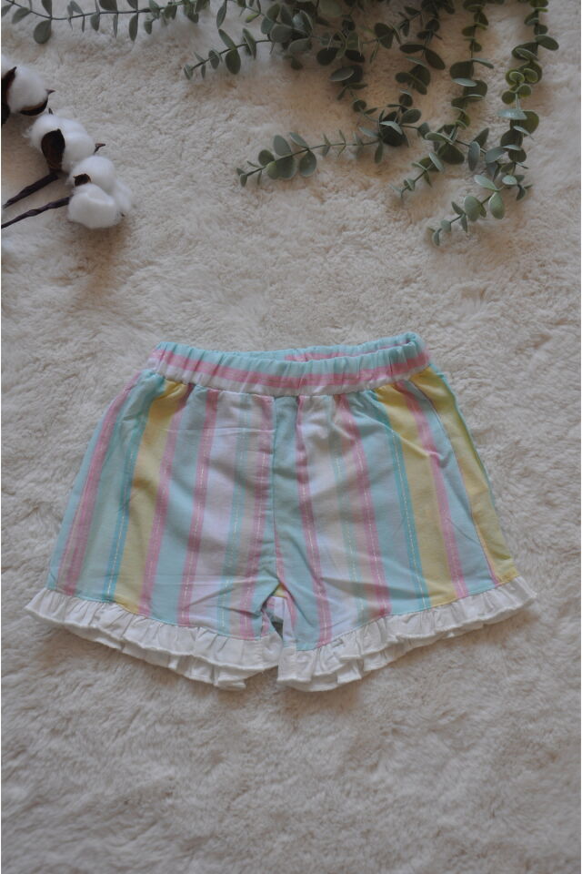 Rainbow Kız Bebek Şortlu Takım Renkli - 6-9 Ay