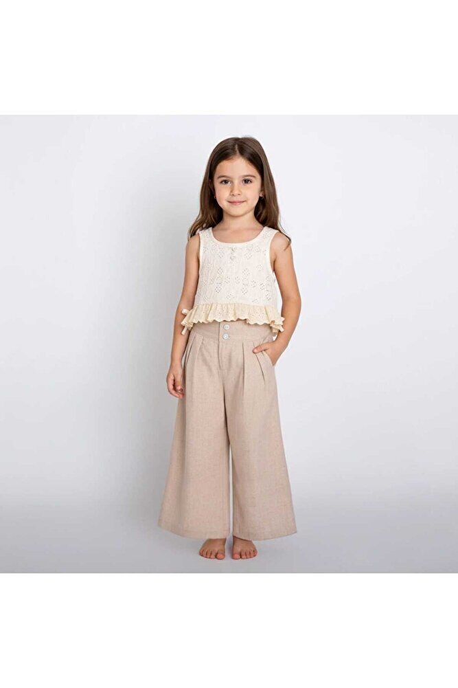 Monica Kız Çocuk Dantelli Krop Pantolon Takım 5 Yaş