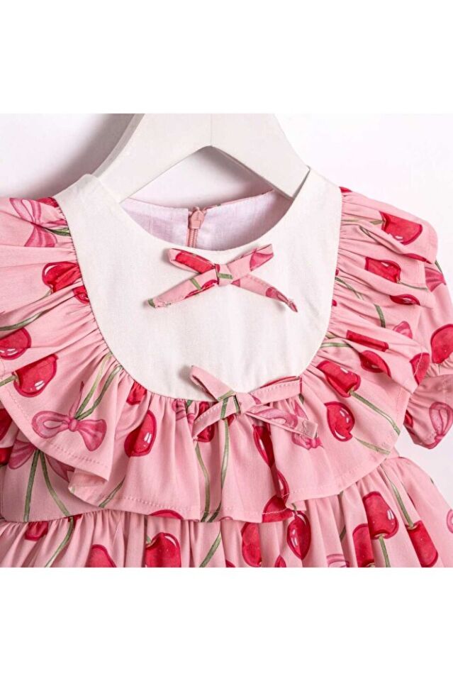 Sweet Cherry Kısa Kollu Kız Çocuk Elbise 3 Yaş