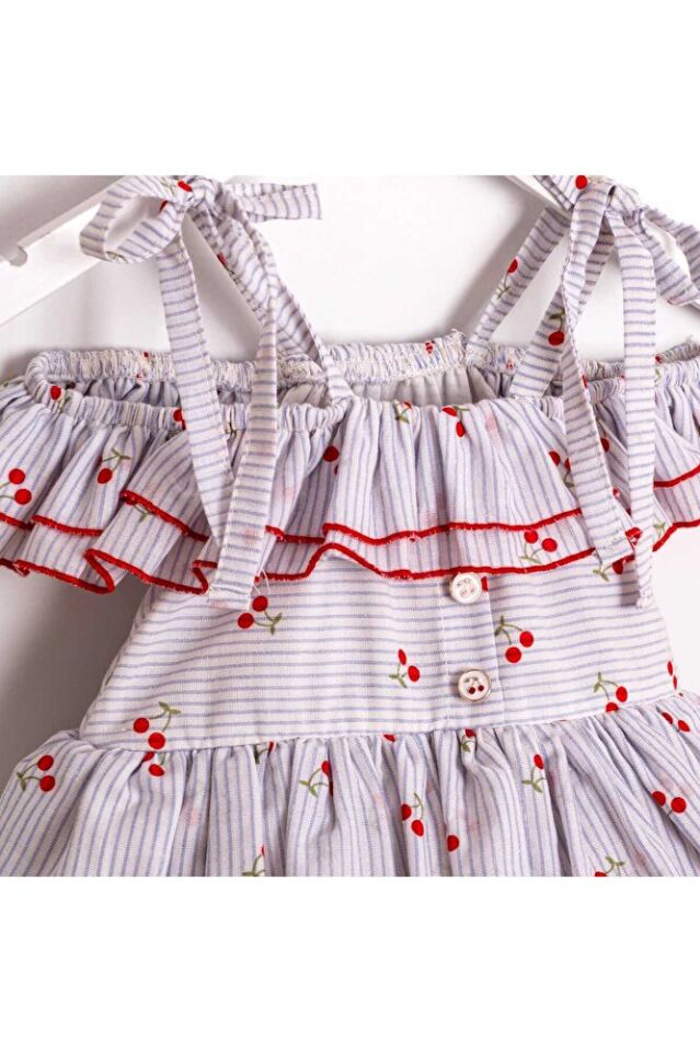 Cherry Askılı Kız Bebek Fırfırlı Tulum 12-18 Ay