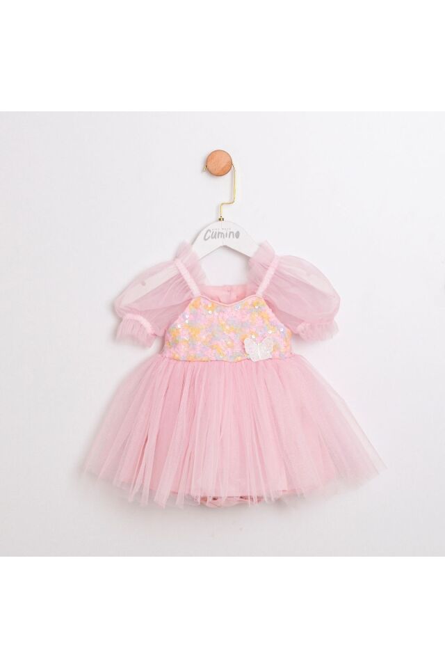 Berry Pul Payetli Kız Bebek Romper Pembe - 6-9 Ay