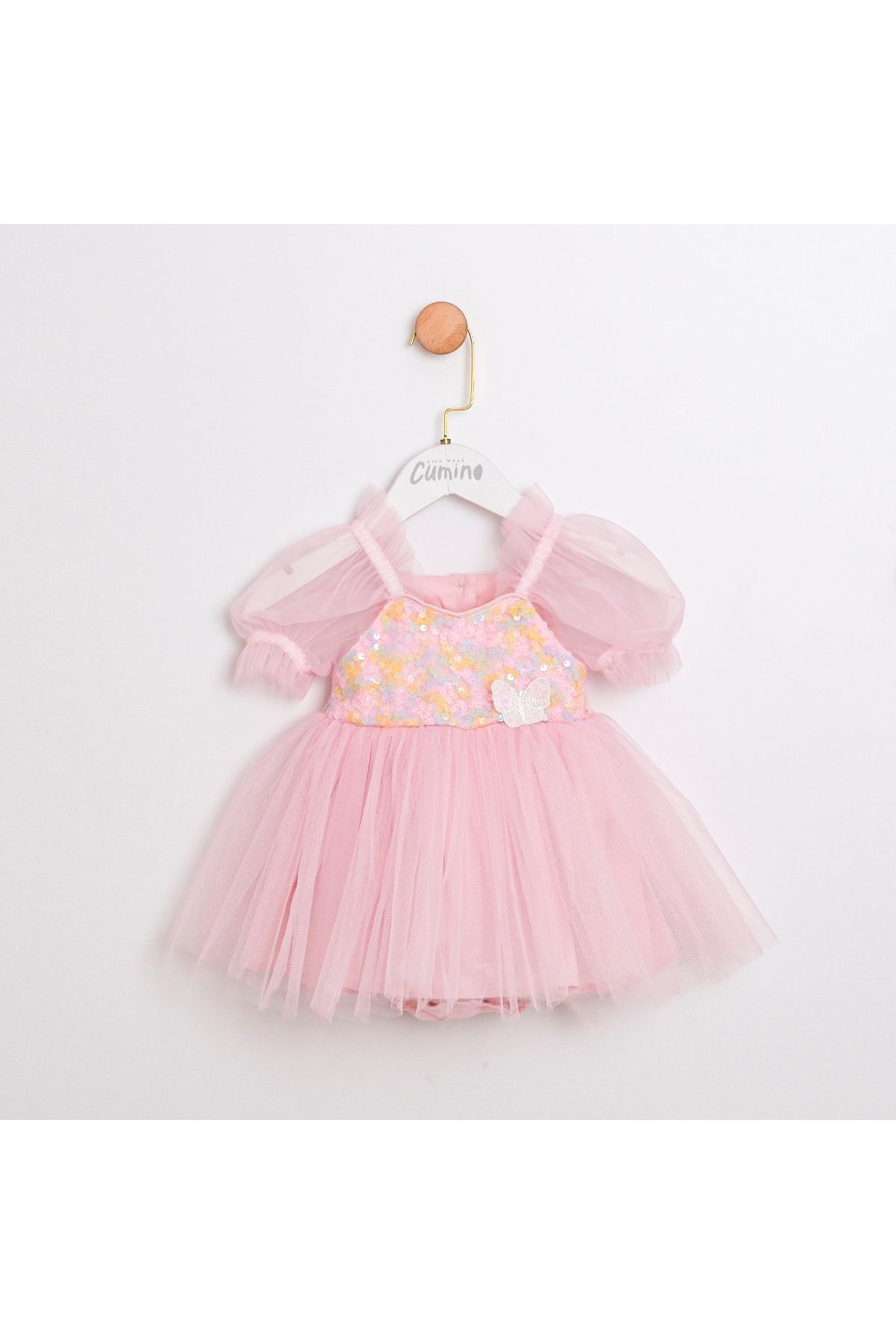 Berry Pul Payetli Kız Bebek Romper Pembe - 12-18 Ay