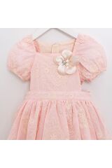 Anabel Su Yeşili Cut Out Detaylı Kız Çocuk Elbise Pembe - 4 Yaş