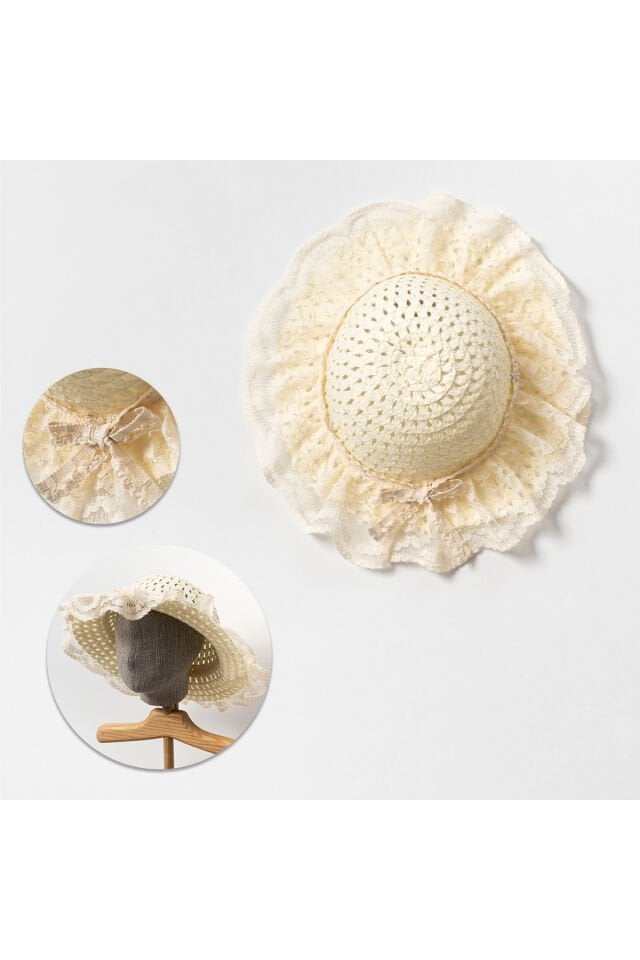 Dantelli Kız Çocuk Şapka