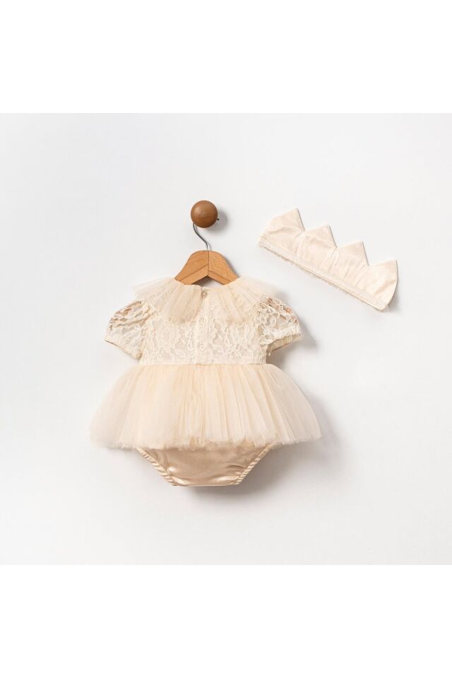 Princess Kız Bebek Romper Bej