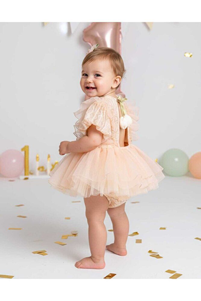Tulip Sırt Detaylı Kız Bebek Romper 3-6 Ay