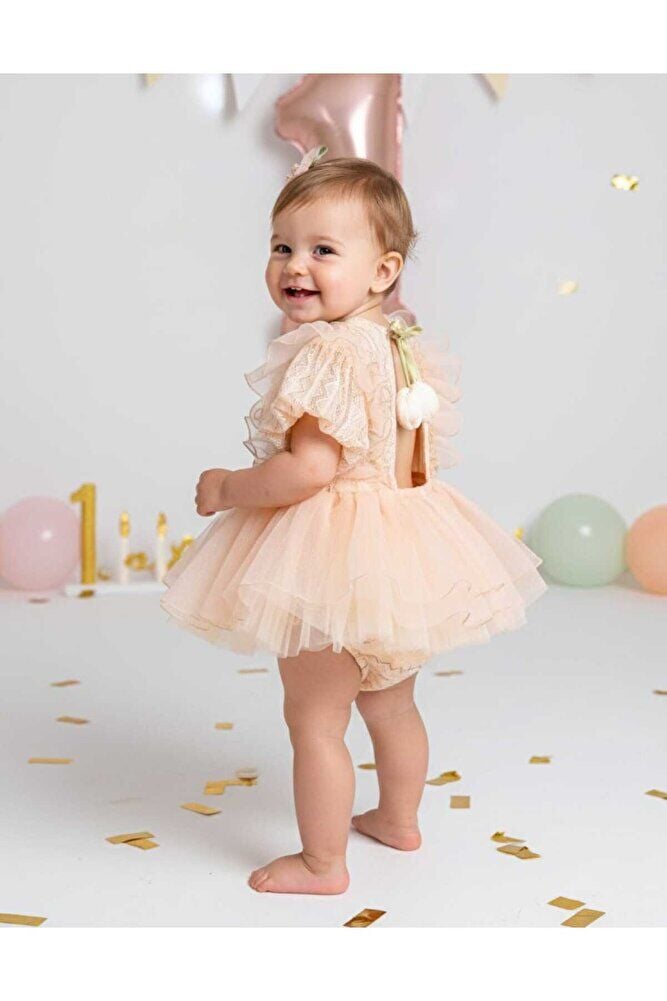 Tulip Sırt Detaylı Kız Bebek Romper 9 - 12 Ay