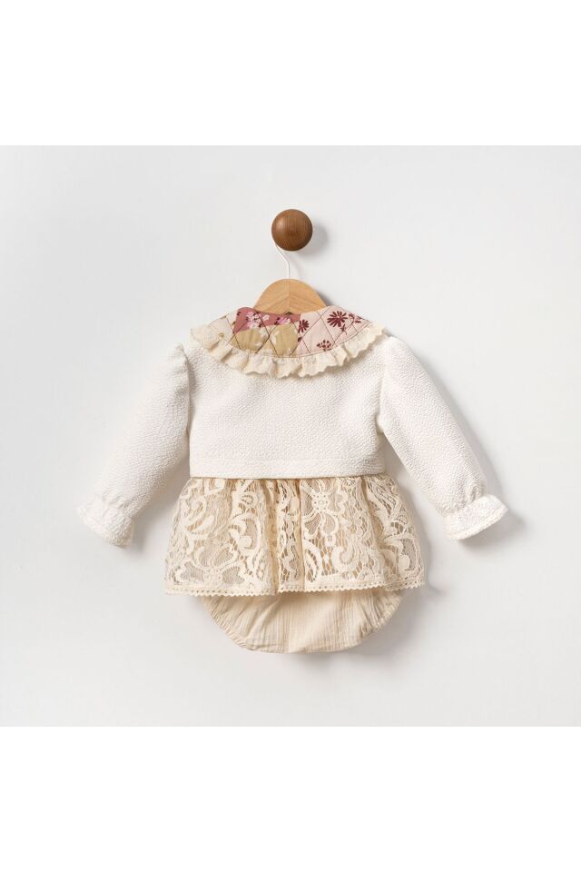 ButterflyKız Bolerolu  Kız Bebek Romper Ekru - 9 - 12 Ay