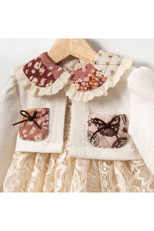 ButterflyKız Bolerolu  Kız Bebek Romper Ekru - 9 - 12 Ay