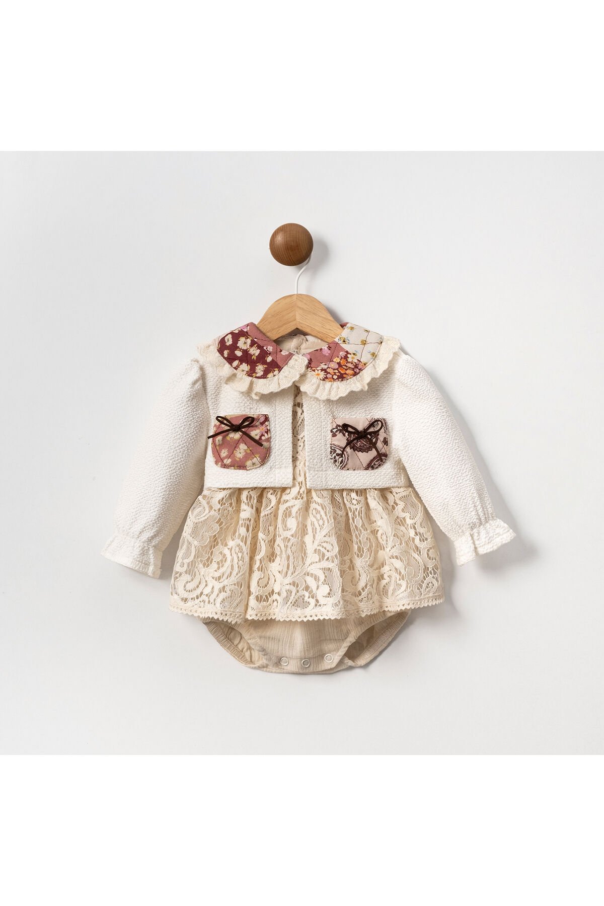 ButterflyKız Bolerolu  Kız Bebek Romper Ekru - 6-9 Ay