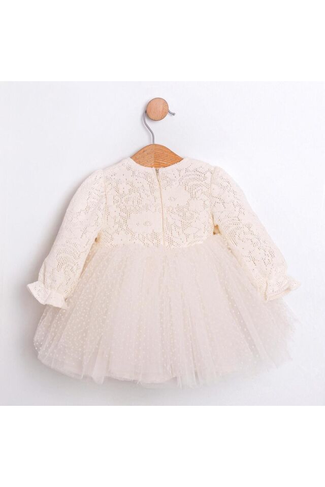 White Rose Dantel Dokulu Tütü Etekli Çanta Aksesuarlı Kız Bebek Elbise