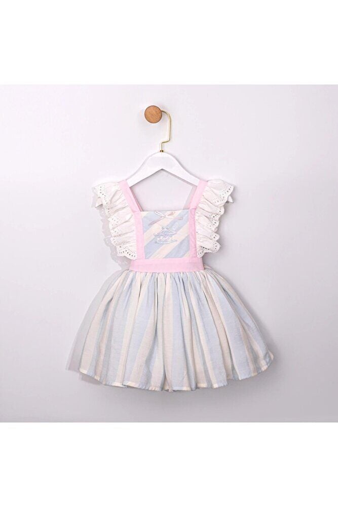 Carousel Fisto Kollu Arkası Fiyonklu Cut Out Detaylı Kız Çocuk Elbise 4 Yaş