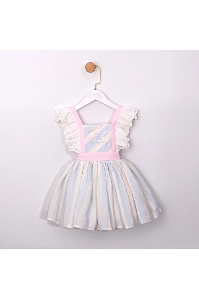 Carousel Fisto Kollu Arkası Fiyonklu Cut Out Detaylı Kız Çocuk Elbise 4 Yaş