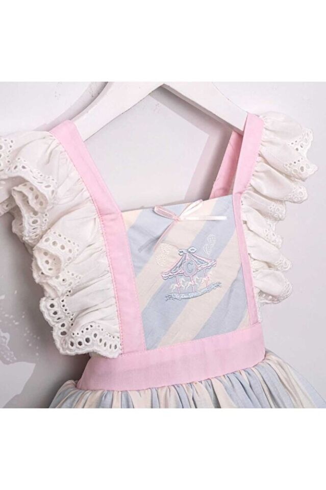 Carousel Fisto Kollu Arkası Fiyonklu Cut Out Detaylı Kız Çocuk Elbise 4 Yaş
