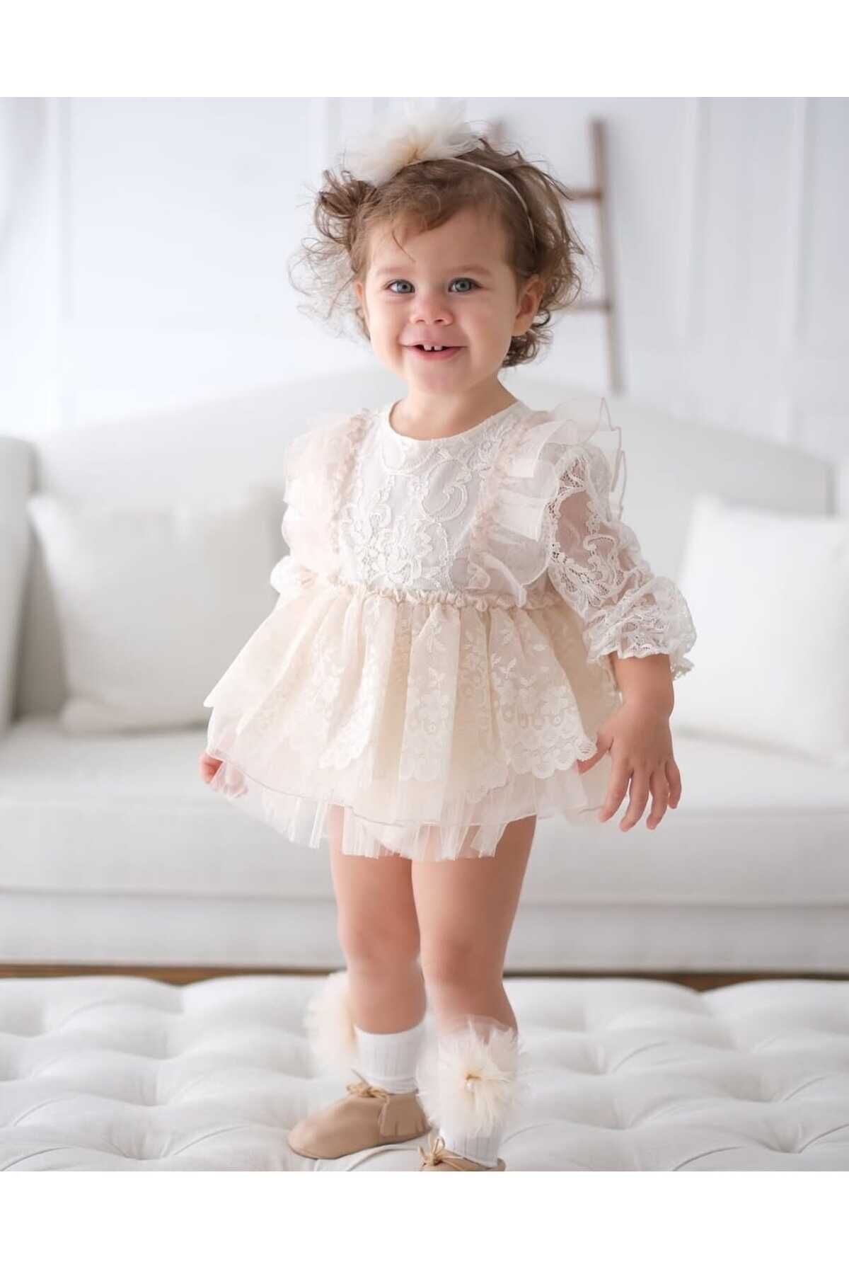 Prety Bebek Romper Takım Ekru - 12-18 Ay