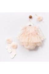 Prety Bebek Romper Takım Ekru - 6-9 Ay