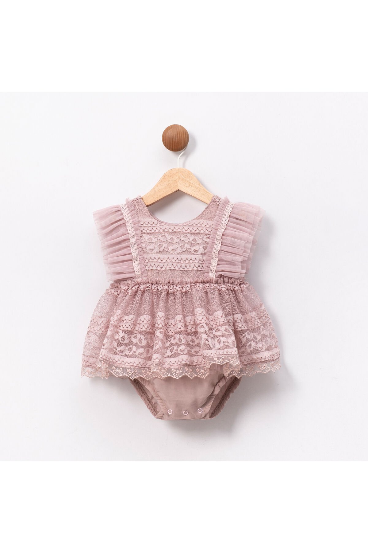 Miami Dantelli Kız Bebek Romper Mürdüm - 6 Ay