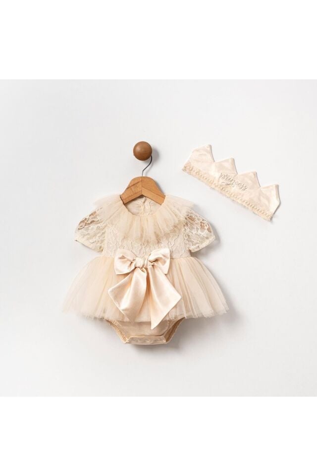 Princess Kız Bebek Romper Bej Bej - 12-18 Ay