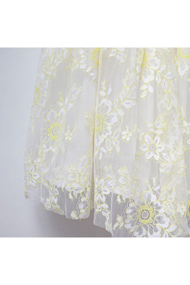 Fırfır Kollu Dantelli Elbise