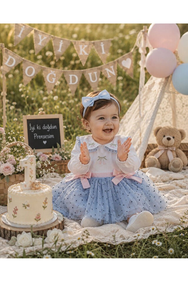 Bluebell Dream Yakası Nakış Detaylı Tütü Etekli Kız Bebek Elbise