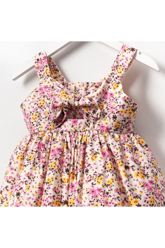Lara Pembe Çiçekli Kız Çocuk Elbise