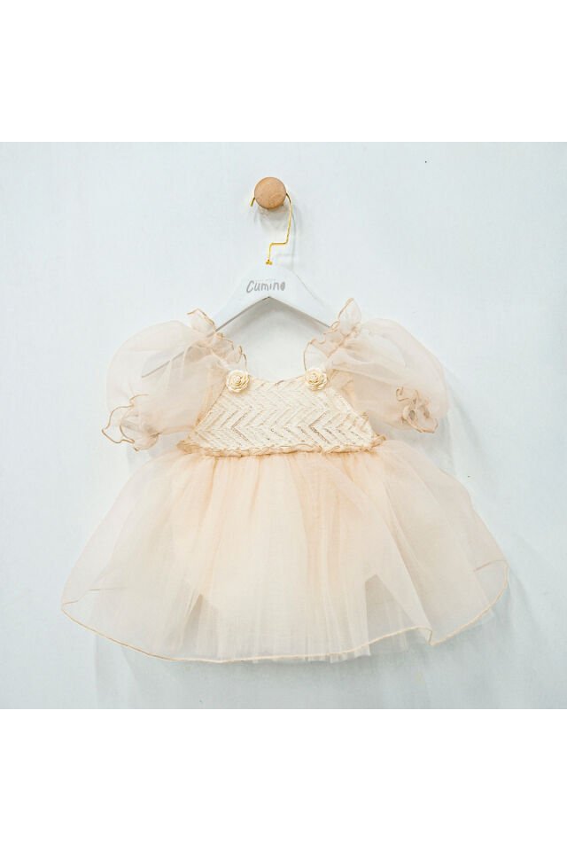 Clara Romantik Kız Bebek Romper Bej - 9 - 12 Ay