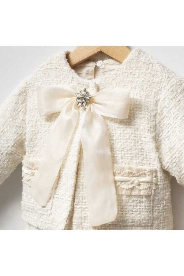 Ivory Elegance Kız Çocuk 3'lü Tüvit Takım (Bluz, Ceket ve Etek) 4 Yaş