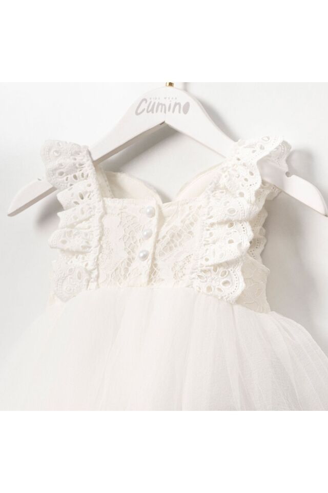 Angel Pul Kanatlı Fistolu Beyaz Romper