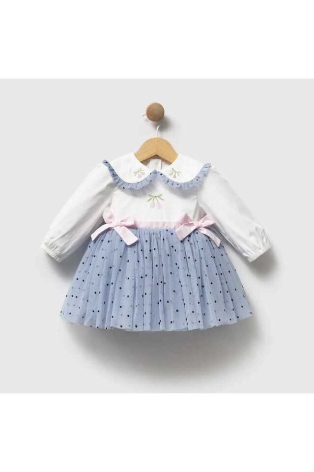 Bluebell Dream Yakası Nakış Detaylı Tütü Etekli Kız Bebek Elbise 12-18 Ay