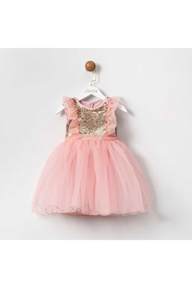 Dream Kız Çocuk Payetli Pembe Şifon Elbise
