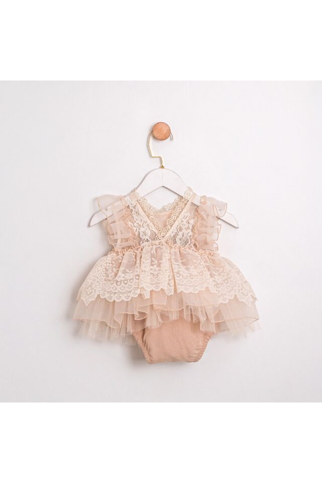 Bony Dantelli Saç Aksesuarlı Kız Bebek Romper